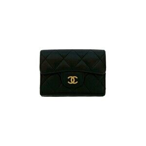 CHANEL Black Caviar Leather Logo Wallet